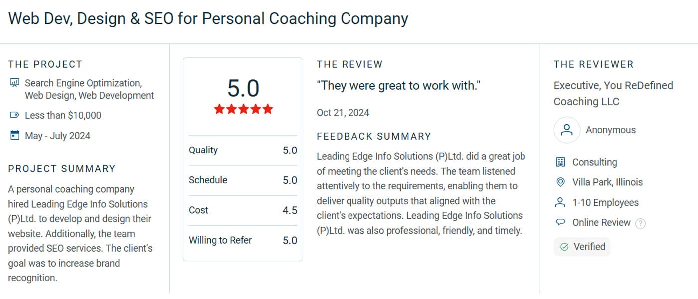 Web Dev Design SEO for Personal Coaching Company