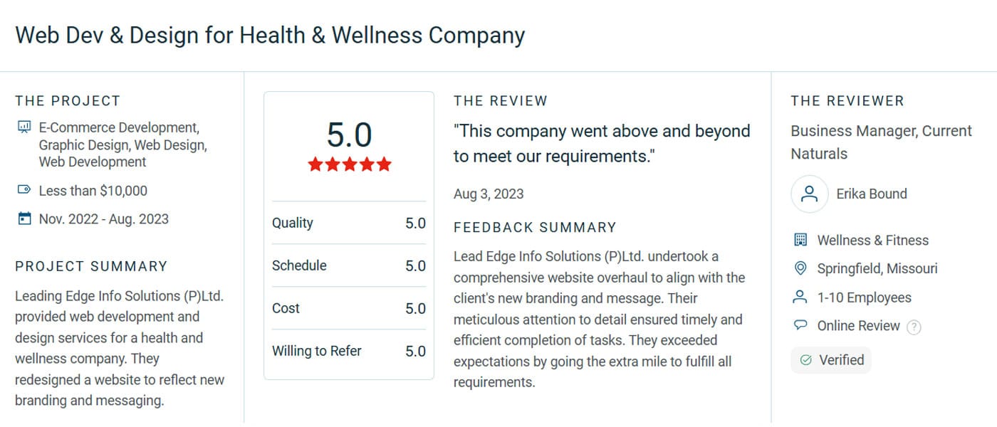 Web Dev Design for Health Wellness Company