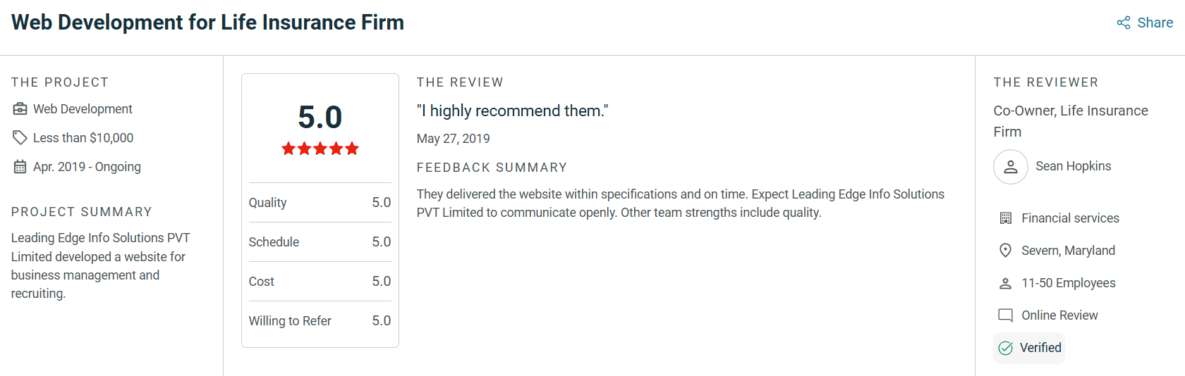 Life insaurance firm